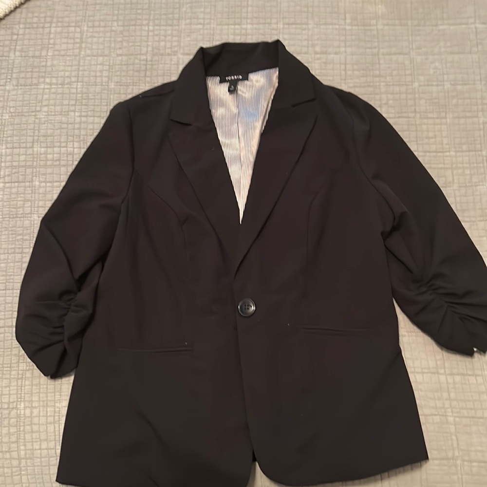 Black Ruched Sleeve Blazer (TORRID)